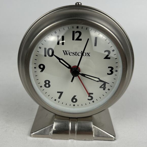 Westclox Analog Alarm Clock- Silver Metal Case with‎ Nickel Finish - Picture 1 of 7